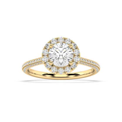 Carmen Halo Round Lab Grown Pave 18K Engagement Ring