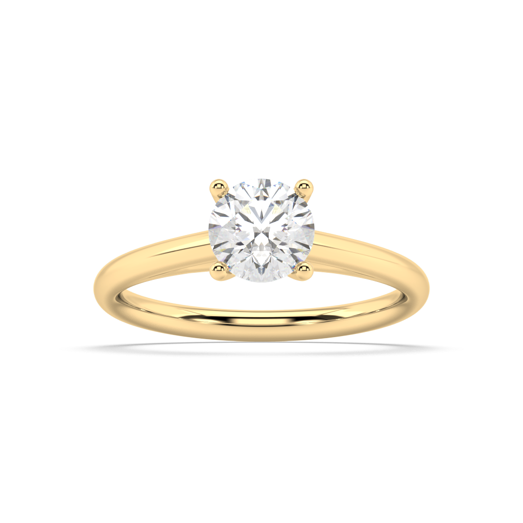 Carmen Classic Prong Round Lab Grown Plain 18K Engagement Ring