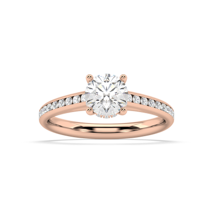 Carmen Hidden Halo Round Lab Grown Channel 18K Engagement Ring