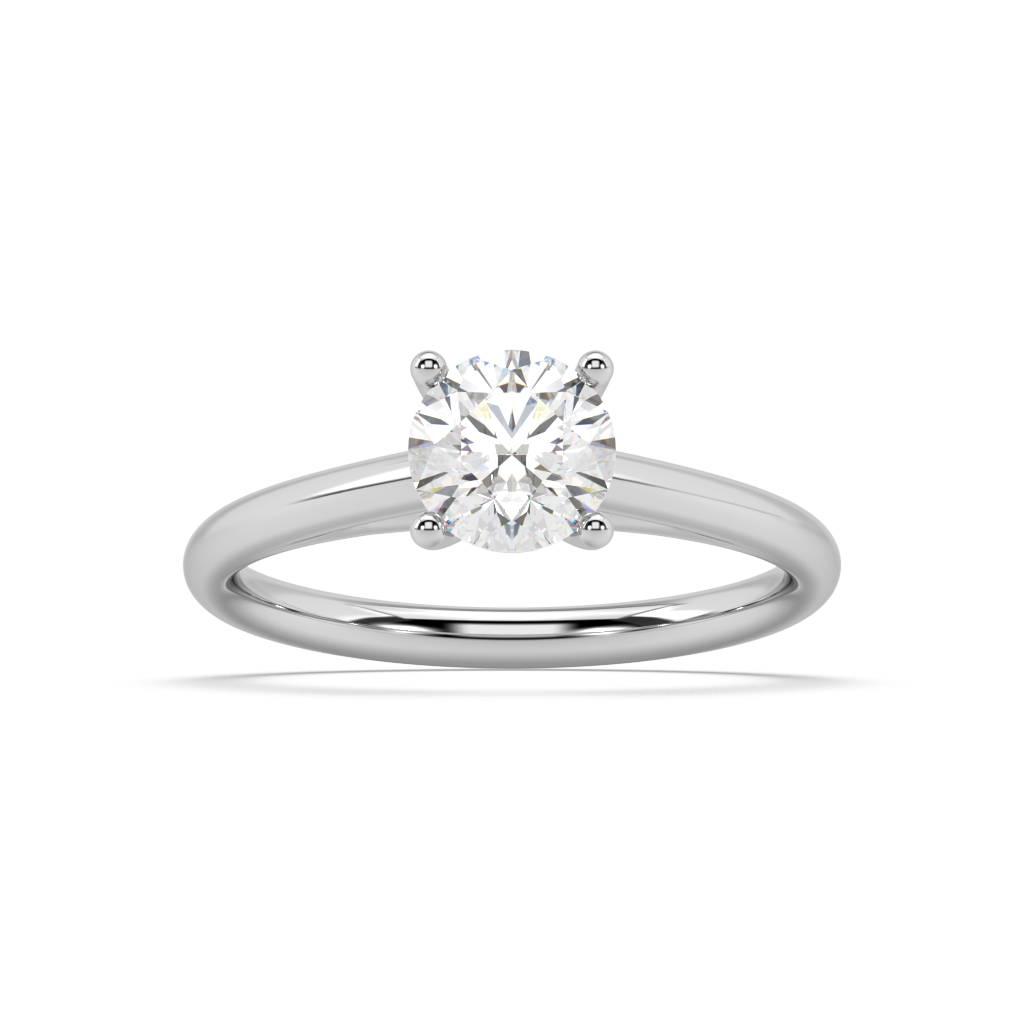 Carmen Classic Prong Round Lab Grown Plain 18K Engagement Ring