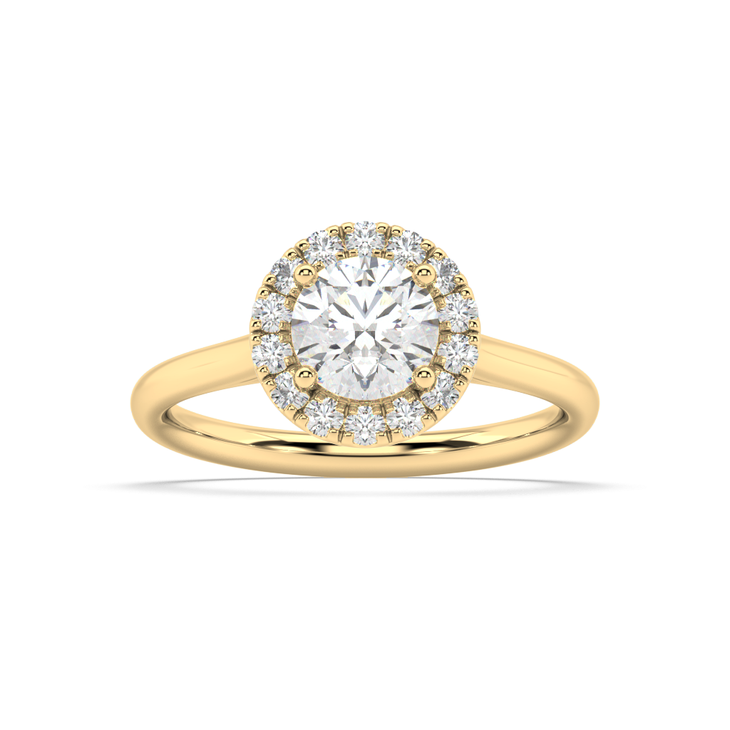 Carmen Halo Round Lab Grown Plain 18K Engagement Ring