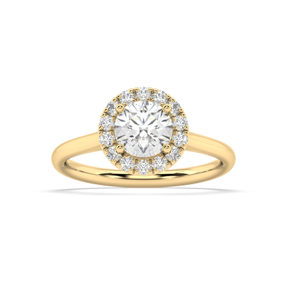 Carmen Halo Round Lab Grown Plain 18K Engagement Ring