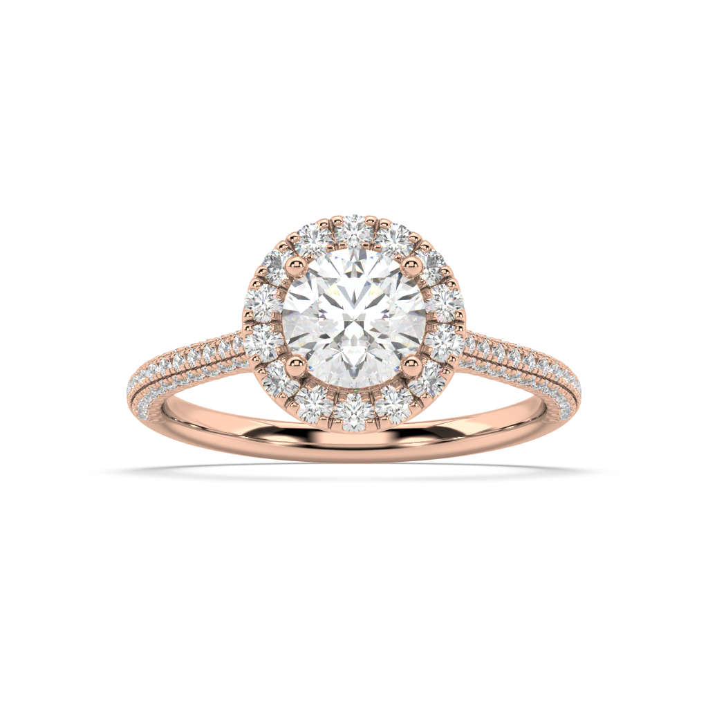 Carmen Halo Round Lab Grown Pave 18K Engagement Ring