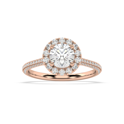 Carmen Halo Round Lab Grown Pave 18K Engagement Ring