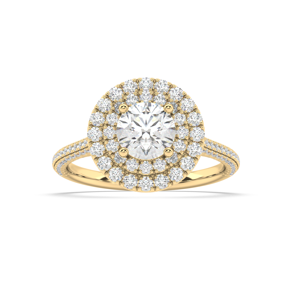 Carmen Double Halo Round Lab Grown Pave 18K Engagement Ring