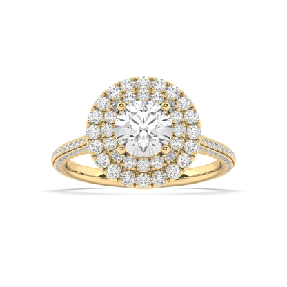 Carmen Double Halo Round Lab Grown Pave 18K Engagement Ring