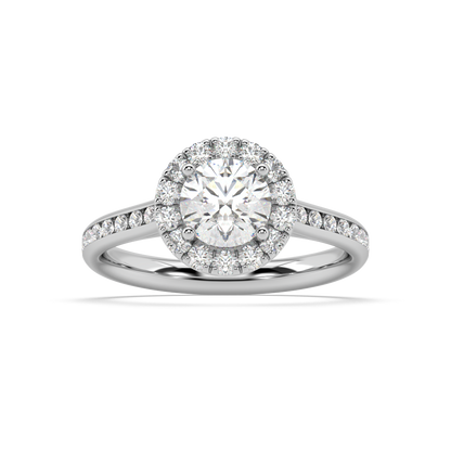 Carmen Halo Round Lab Grown Channel 18K Engagement Ring