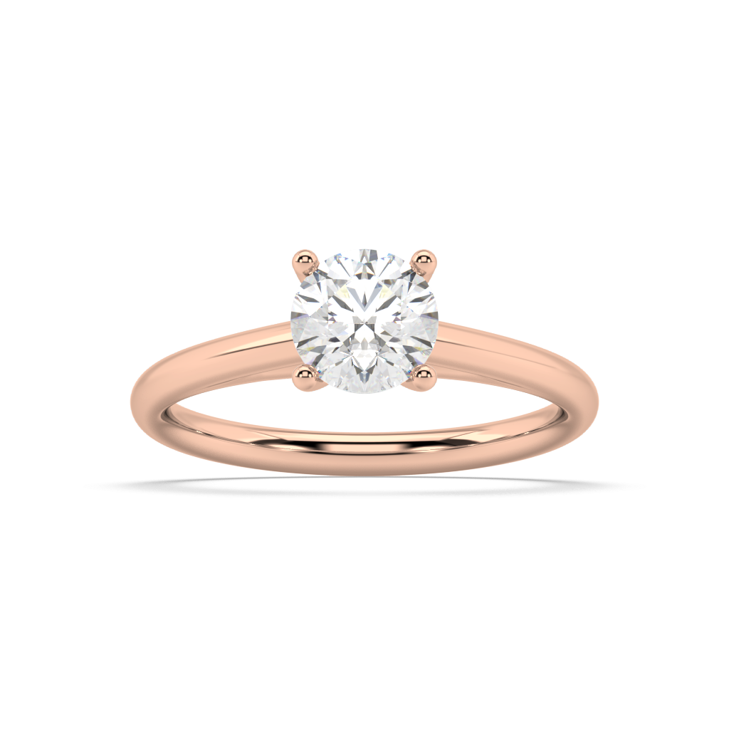 Carmen Classic Prong Round Lab Grown Plain 18K Engagement Ring