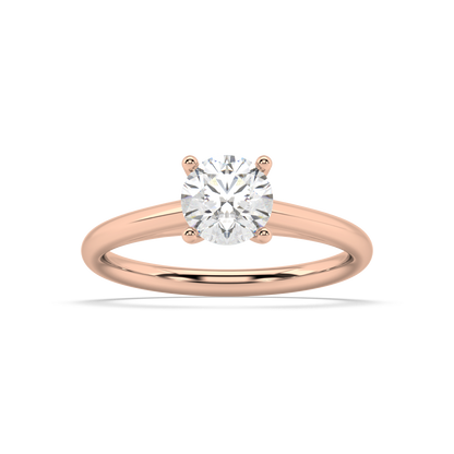 Carmen Classic Prong Round Lab Grown Plain 18K Engagement Ring