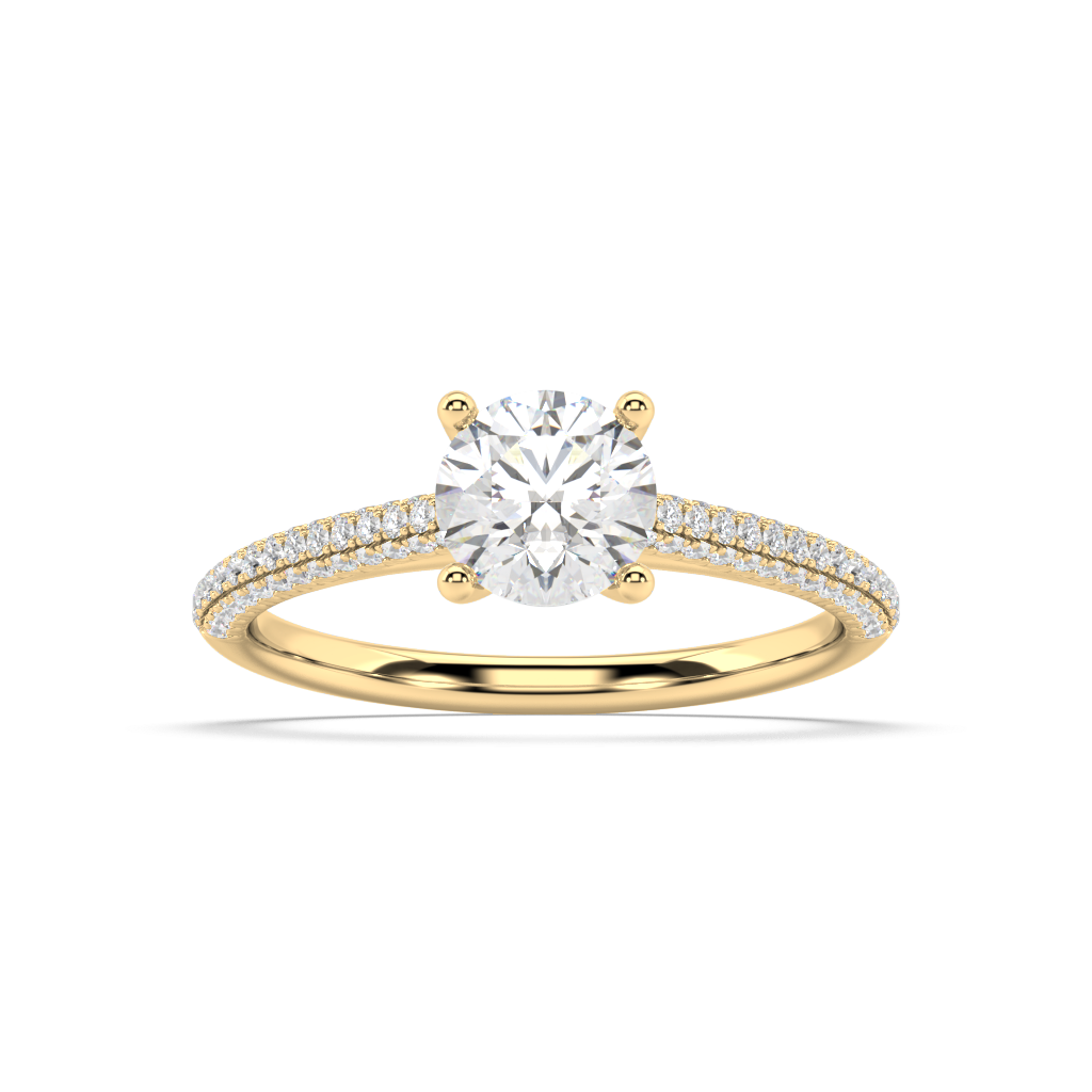 Carmen Classic Prong Round Lab Grown Pave 18K Engagement Ring