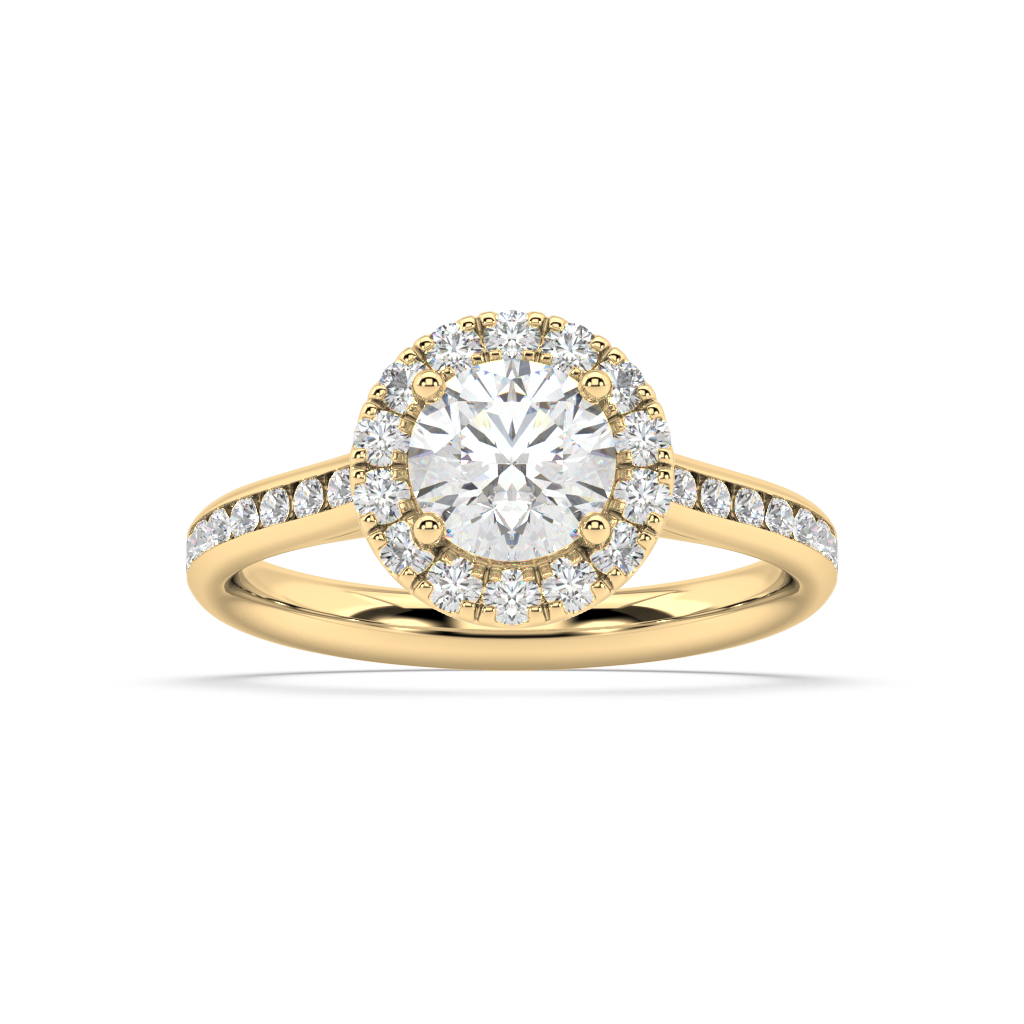 Carmen Halo Round Lab Grown Channel 18K Engagement Ring