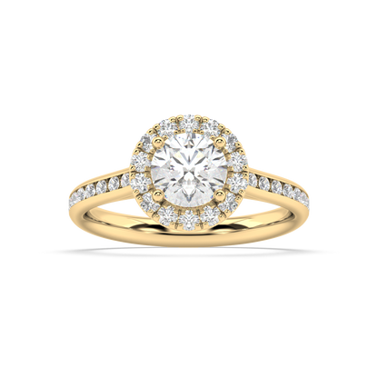 Carmen Halo Round Lab Grown Channel 18K Engagement Ring