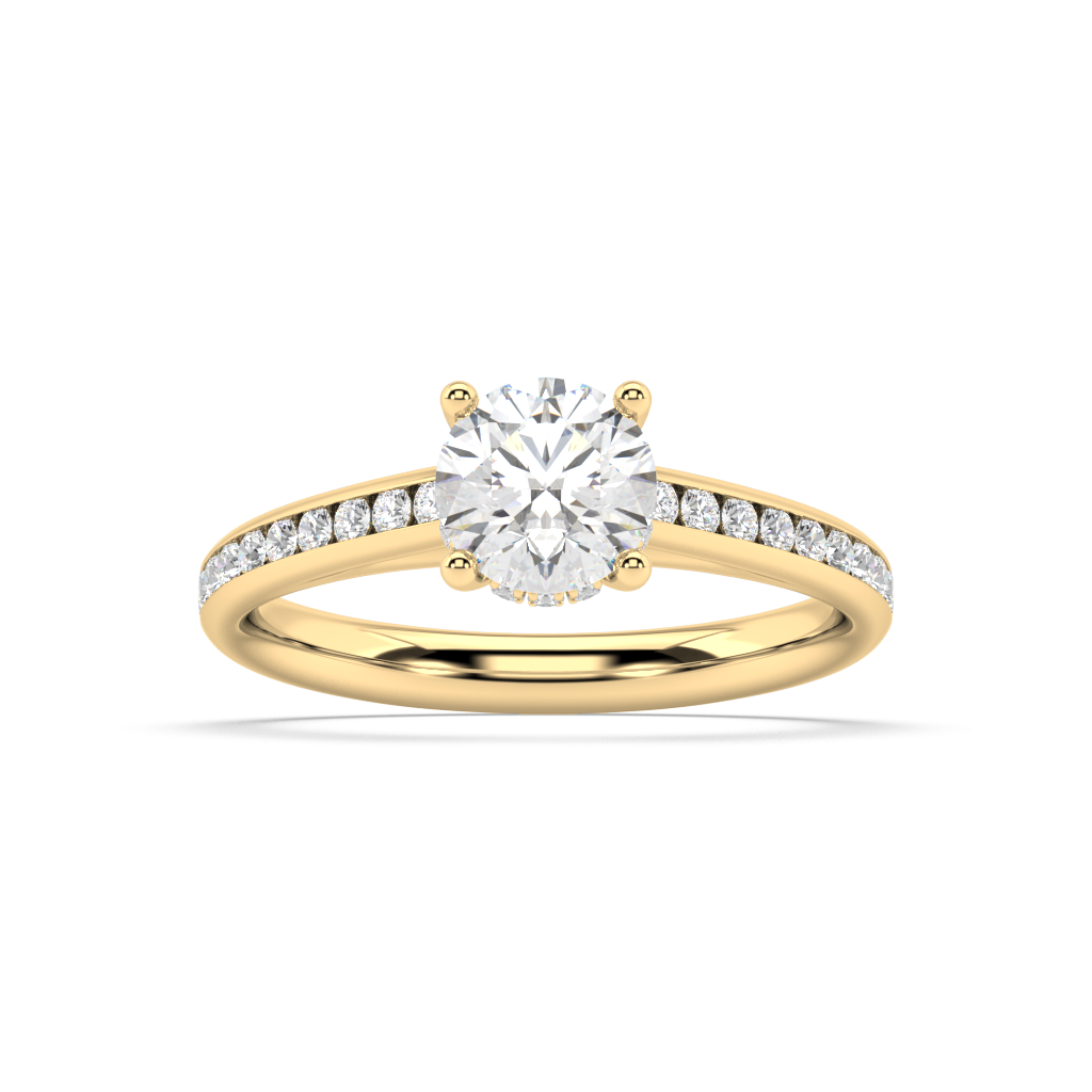 Carmen Hidden Halo Round Lab Grown Channel 18K Engagement Ring