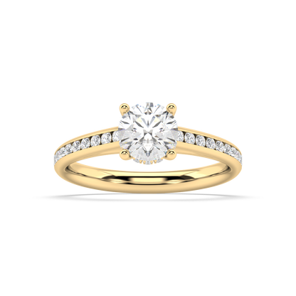 Carmen Hidden Halo Round Lab Grown Channel 18K Engagement Ring