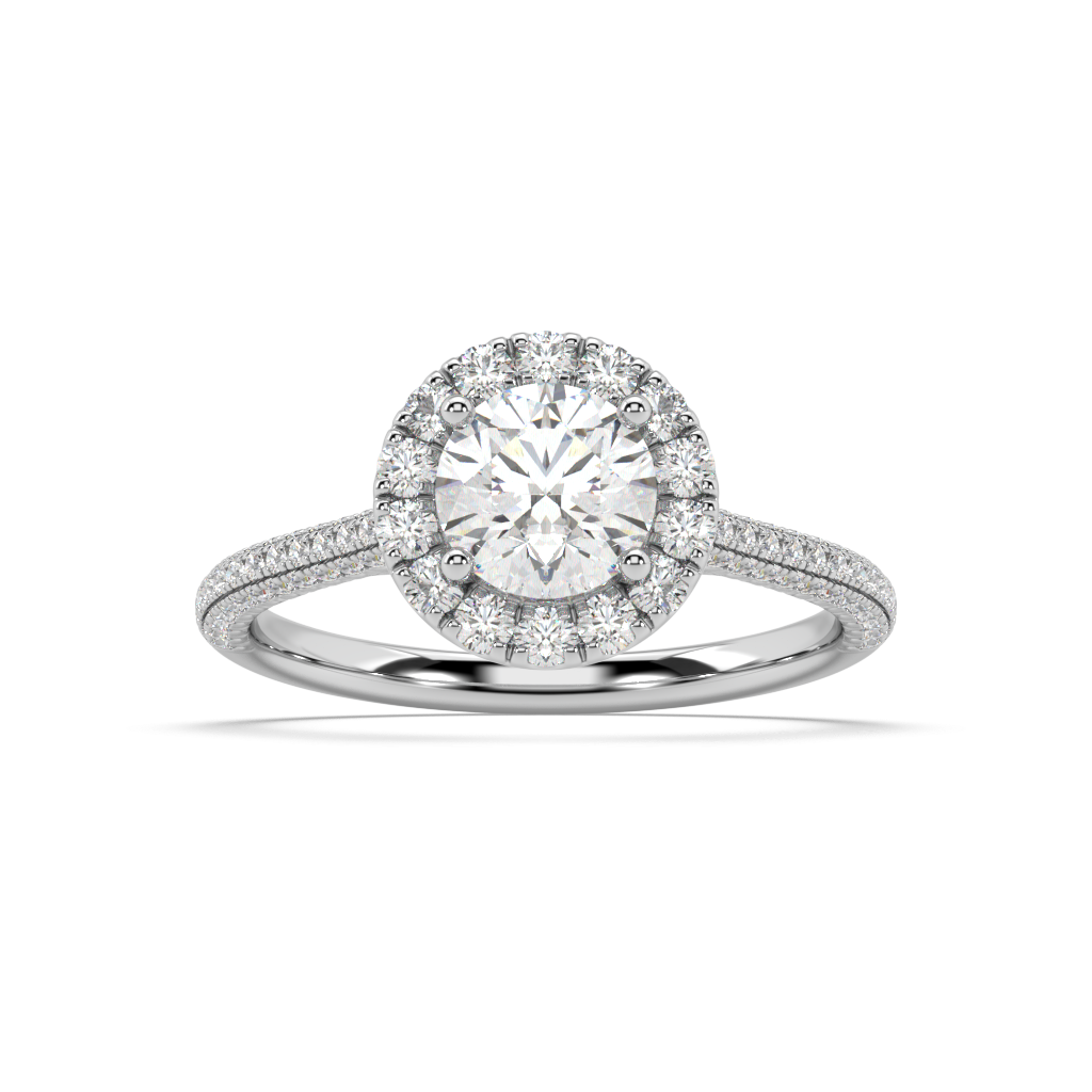 Carmen Halo Round Lab Grown Pave 18K Engagement Ring