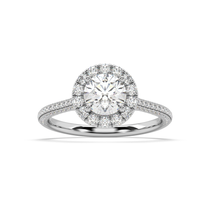 Carmen Halo Round Lab Grown Pave 18K Engagement Ring