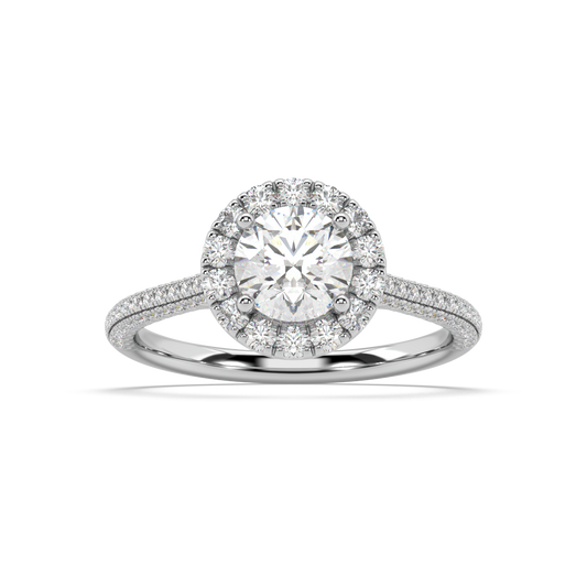 Carmen Halo Round Lab Grown Pave 18K Engagement Ring