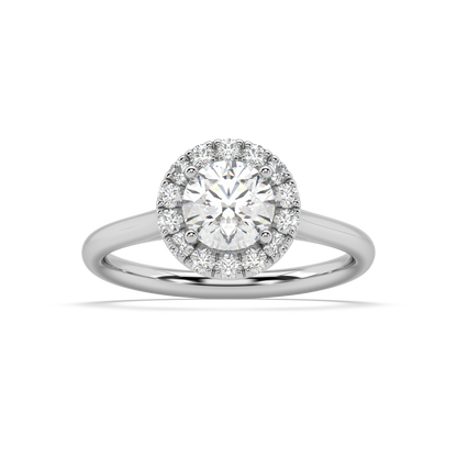 Carmen Halo Round Lab Grown Plain 18K Engagement Ring