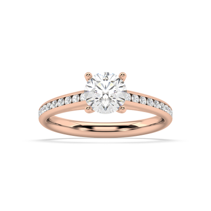 Carmen Classic Prong Round Lab Grown Channel 18K Engagement Ring