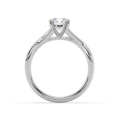 Classic Prong Round Lab Grown Plain 18K Engagement Ring