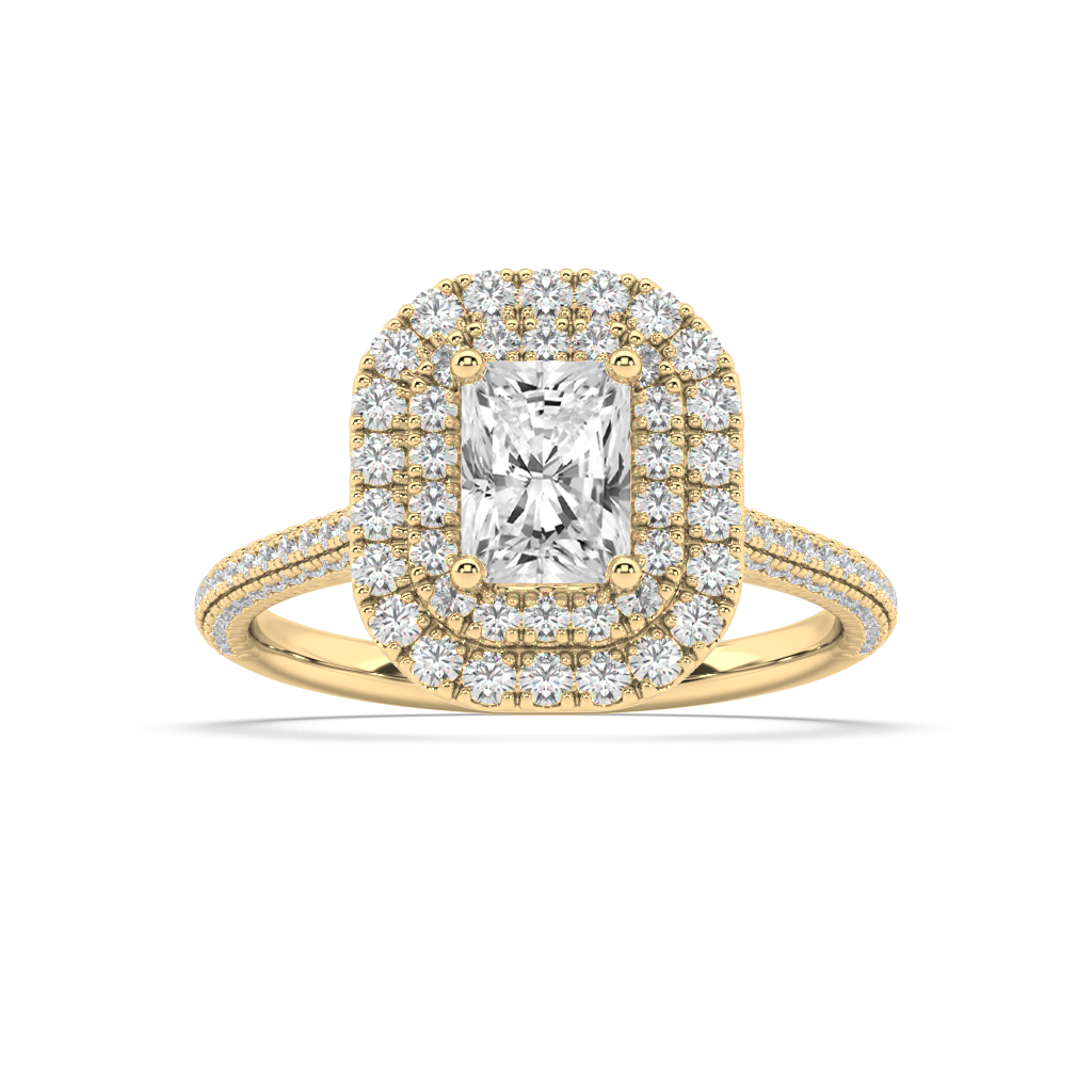 Carmen Double Halo Radiant Cut Lab Grown Pave 18K Engagement Ring