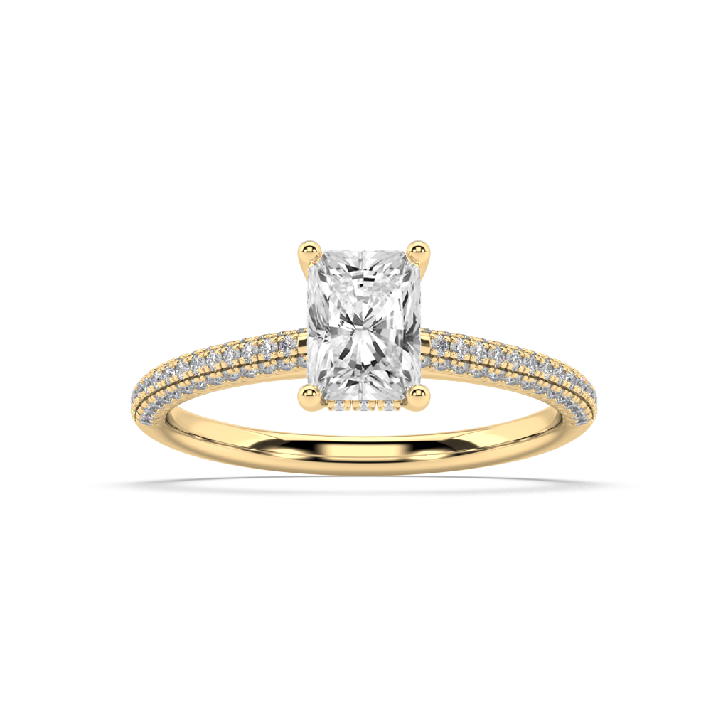 Carmen Hidden Halo Radiant Cut Lab Grown Pave 18K Engagement Ring