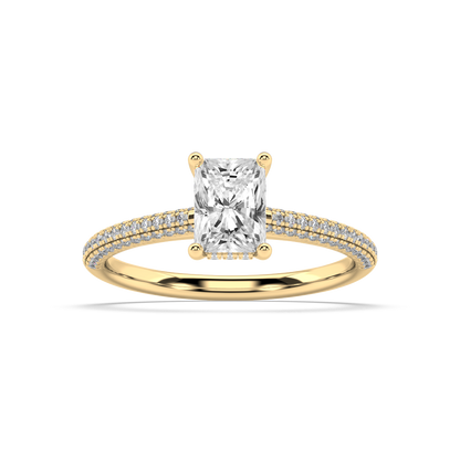 Carmen Hidden Halo Radiant Cut Lab Grown Pave 18K Engagement Ring