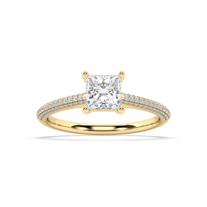 Carmen Classic Prong Princess Cut Lab Grown Pave 18K Engagement Ring