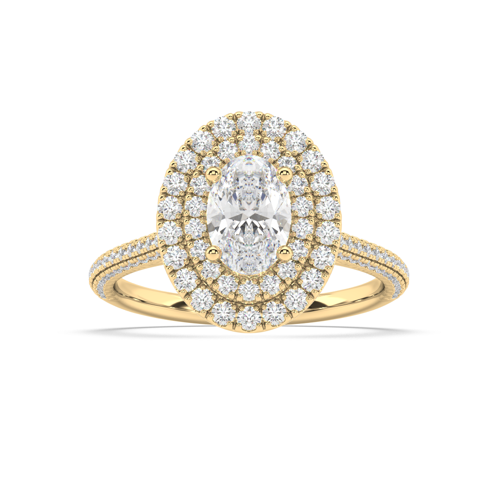 Carmen Double Halo Oval Cut Lab Grown Pave 18K Engagement Ring