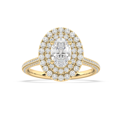 Carmen Double Halo Oval Cut Lab Grown Pave 18K Engagement Ring