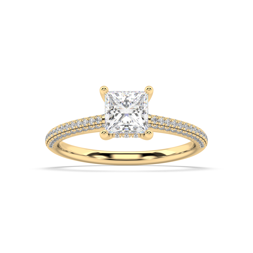 Carmen Hidden Halo Princess Cut Lab Grown Pave 18K Engagement Ring