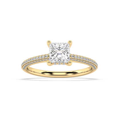 Carmen Hidden Halo Princess Cut Lab Grown Pave 18K Engagement Ring