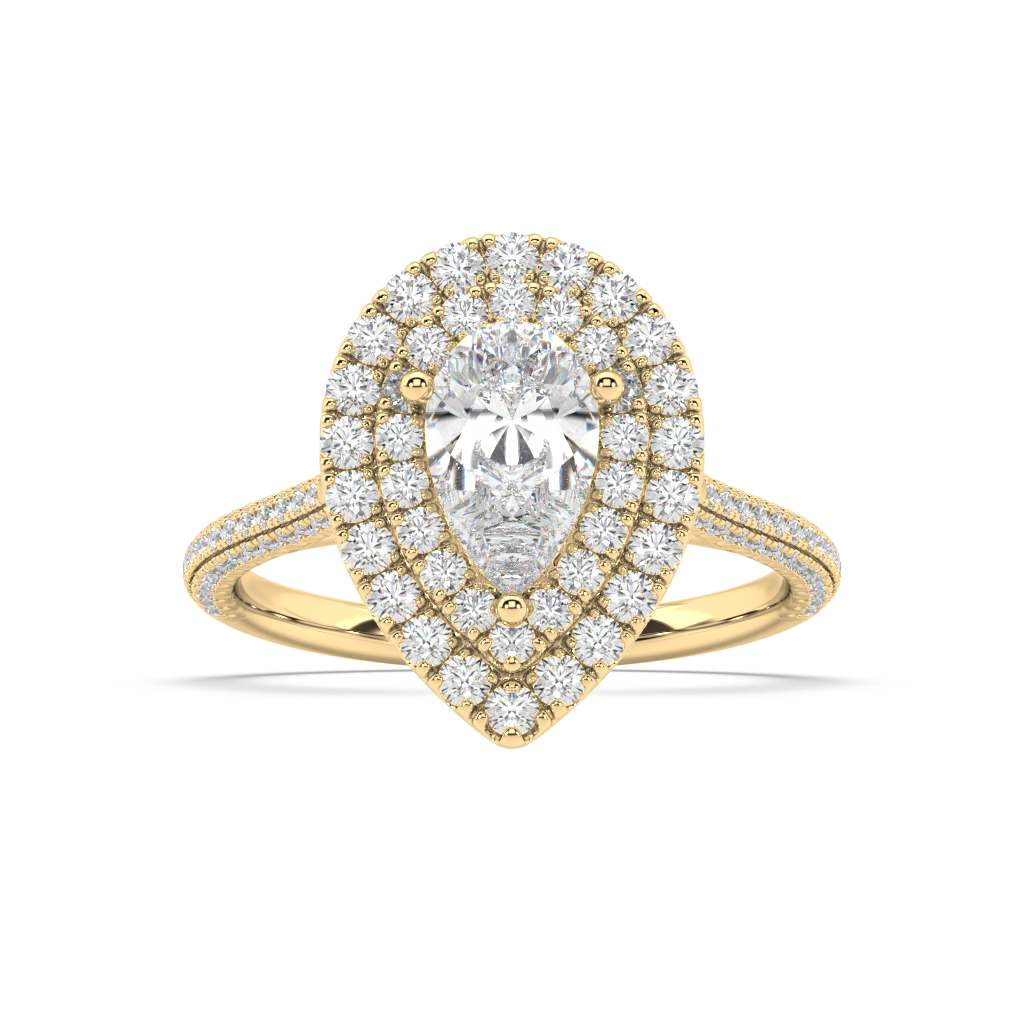 Carmen Double Halo Pear Cut Lab Grown Pave 18K Engagement Ring