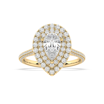 Carmen Double Halo Pear Cut Lab Grown Pave 18K Engagement Ring