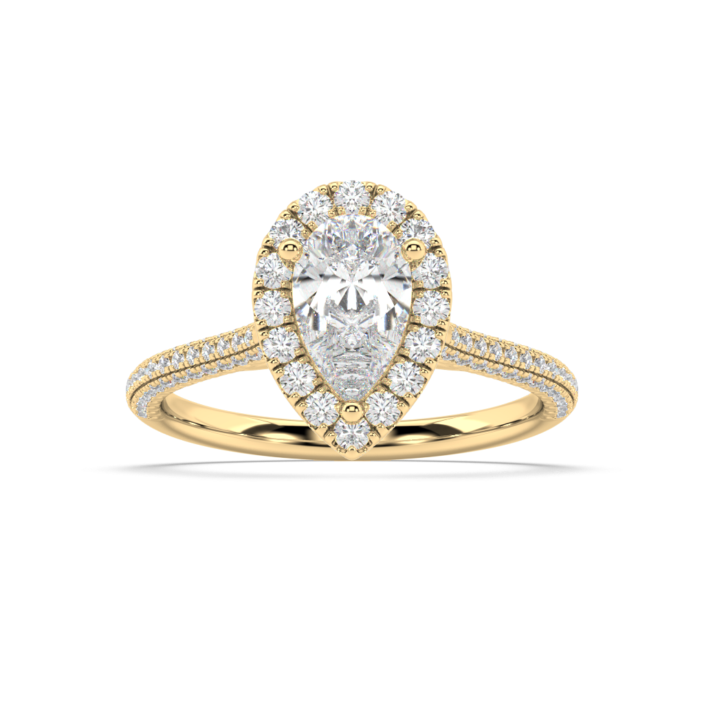 Carmen Halo Pear Cut Lab Grown Pave 18K Engagement Ring