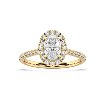 Carmen Halo Oval Cut Lab Grown Pave 18K Engagement Ring