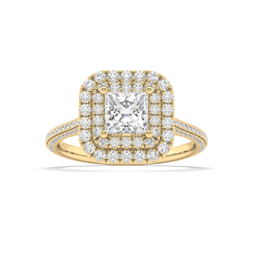 Carmen Double Halo Princess Cut Lab Grown Pave 18K Engagement Ring