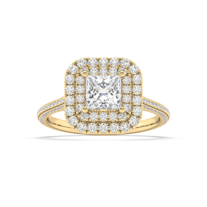 Carmen Double Halo Princess Cut Lab Grown Pave 18K Engagement Ring