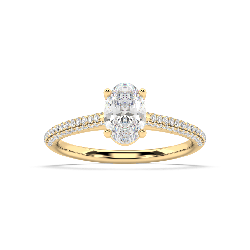 Carmen Classic Prong Oval Cut Lab Grown Pave 18K Engagement Ring