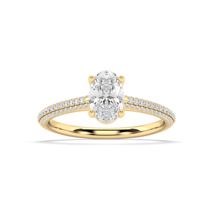 Carmen Classic Prong Oval Cut Lab Grown Pave 18K Engagement Ring