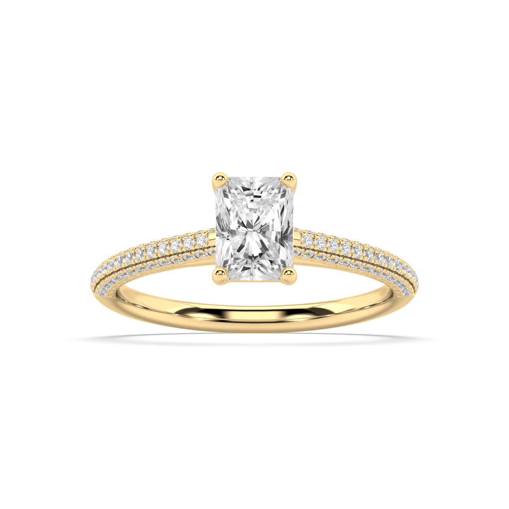 Carmen Classic Radiant Cut Lab Grown Pave 18K Engagement Ring