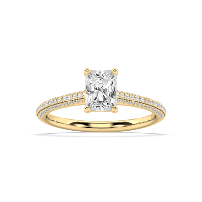 Carmen Classic Radiant Cut Lab Grown Pave 18K Engagement Ring