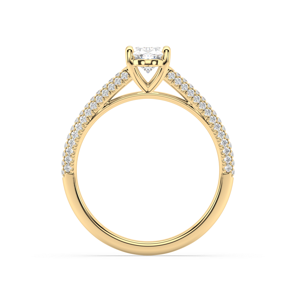 Carmen Classic Prong Oval Cut Lab Grown Pave 18K Engagement Ring