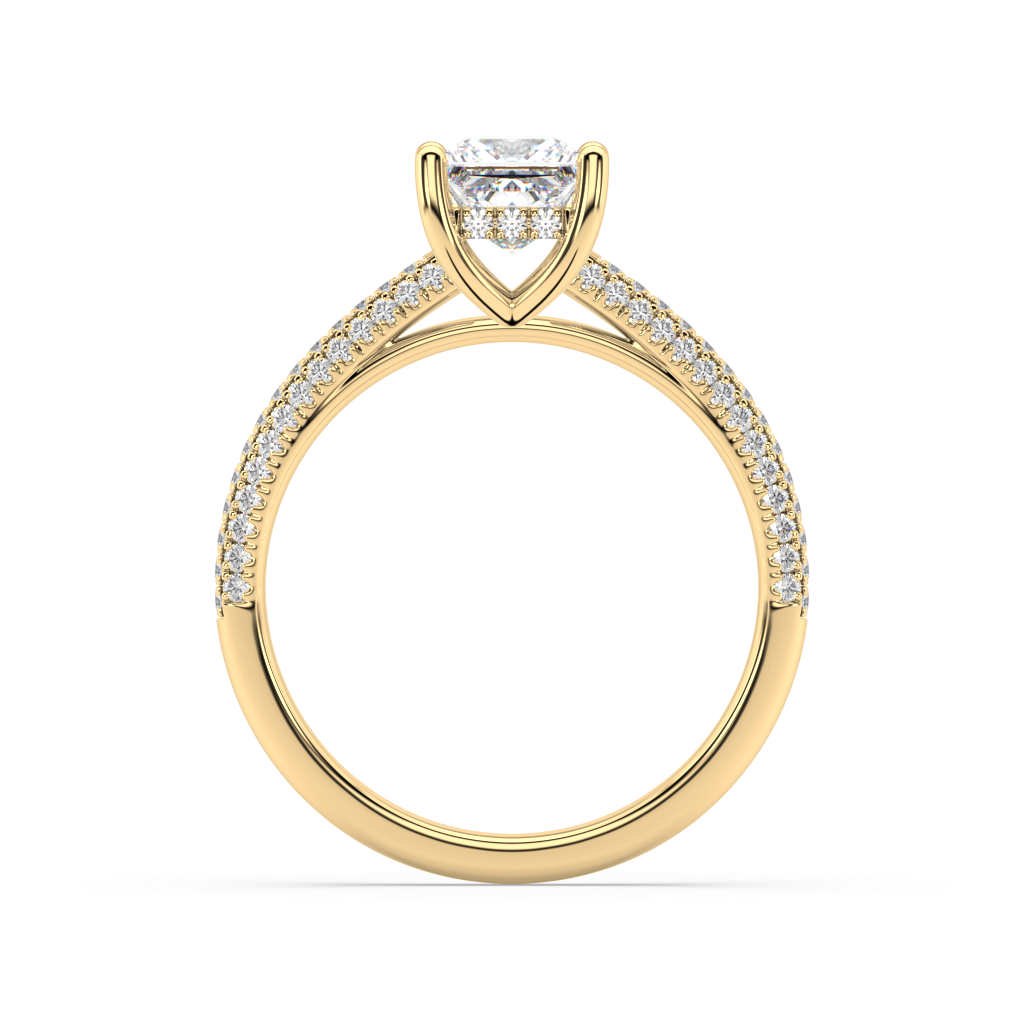 Carmen Hidden Halo Princess Cut Lab Grown Pave 18K Engagement Ring