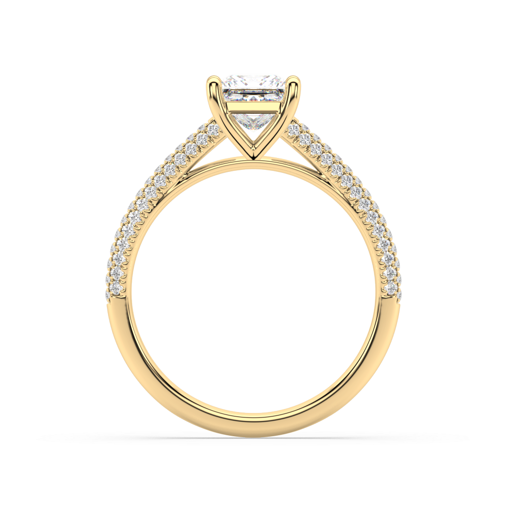 Carmen Classic Prong Princess Cut Lab Grown Pave 18K Engagement Ring