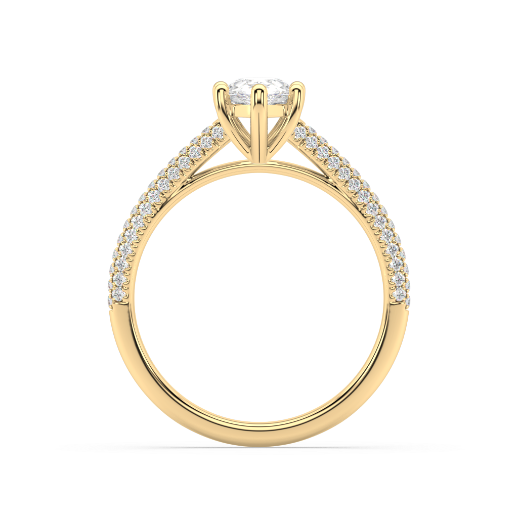 Carmen Classic Prong Pear Cut Lab Grown Pave 18K Engagement Ring