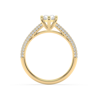 Carmen Classic Prong Pear Cut Lab Grown Pave 18K Engagement Ring