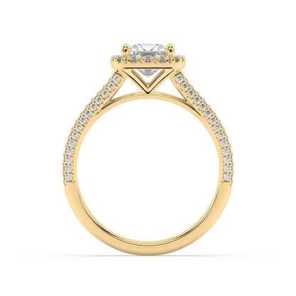 Carmen Halo Princess Cut Lab Grown Pave 18K Engagement Ring