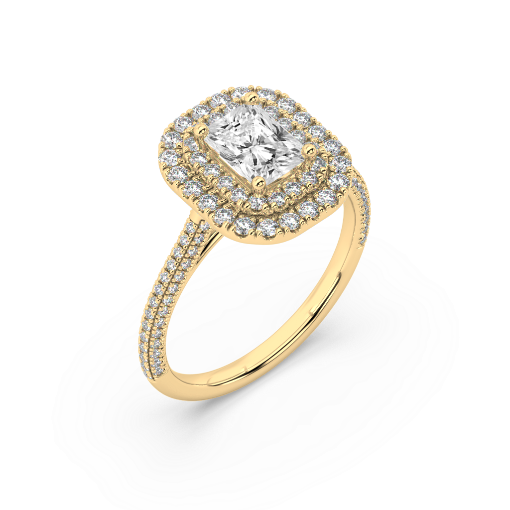 Carmen Double Halo Radiant Cut Lab Grown Pave 18K Engagement Ring