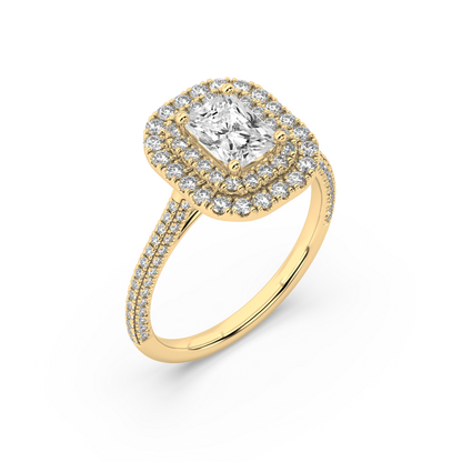 Carmen Double Halo Radiant Cut Lab Grown Pave 18K Engagement Ring